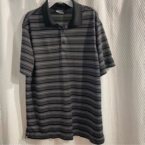 Nike Golf  Black and White Striped Polo Shirt